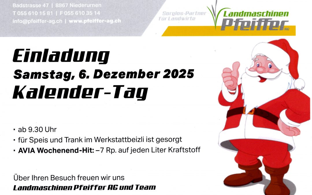 Einladung zum alljährlichen Kalendertag